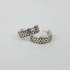 Unique Chunky Wide Sterling SILVER Hoop Earrings